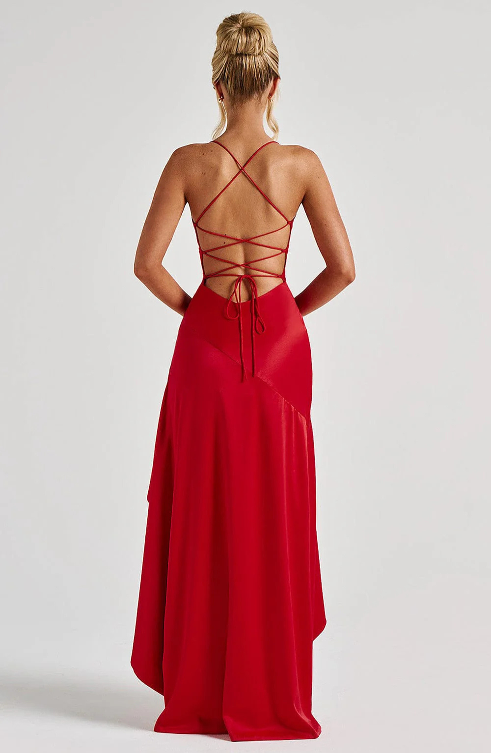 Ana - Vestido largo espalda cruzada volantes