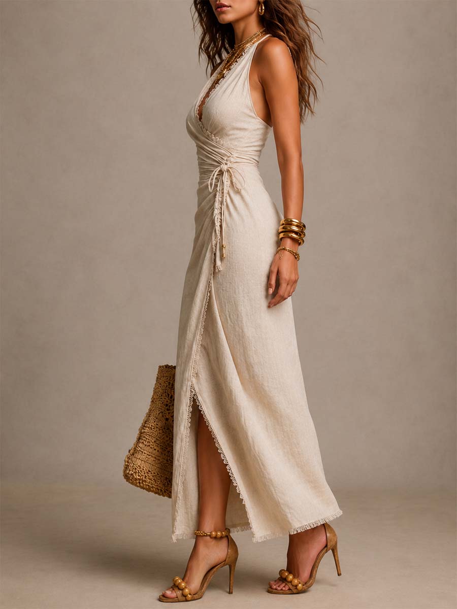 Elettra | Midikleid mit überkreuztem Ausschnitt und Spitze