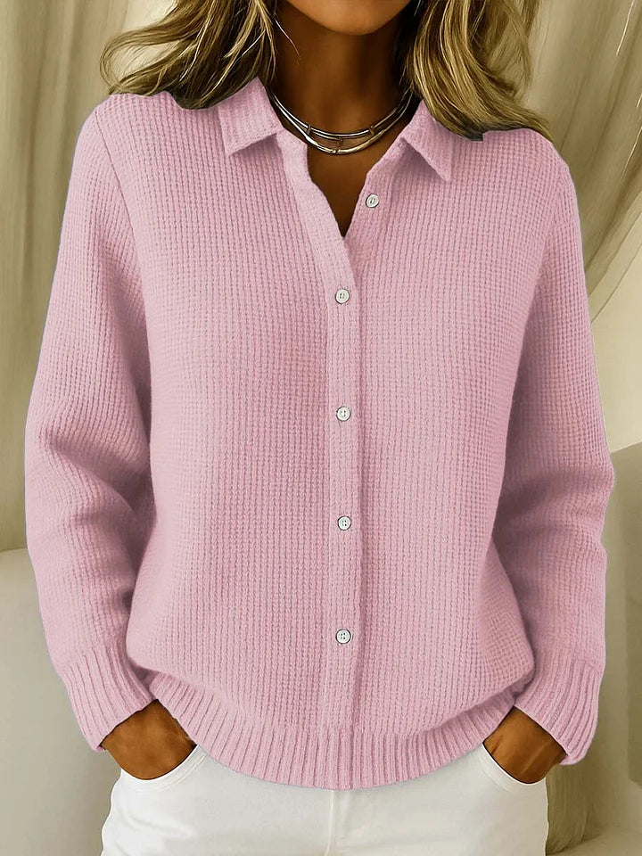 Ludovica | Cárdigan de punto con cuello camisero y botonadura delantera