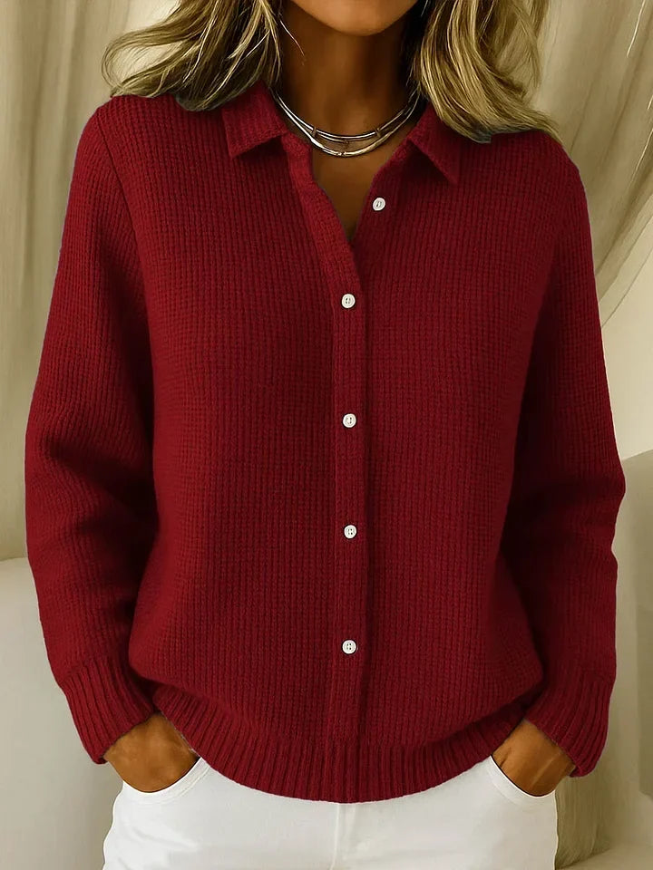 Ludovica | Cárdigan de punto con cuello camisero y botonadura delantera