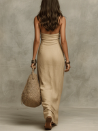 Aurelia | Vestido largo con escote halter cruzado