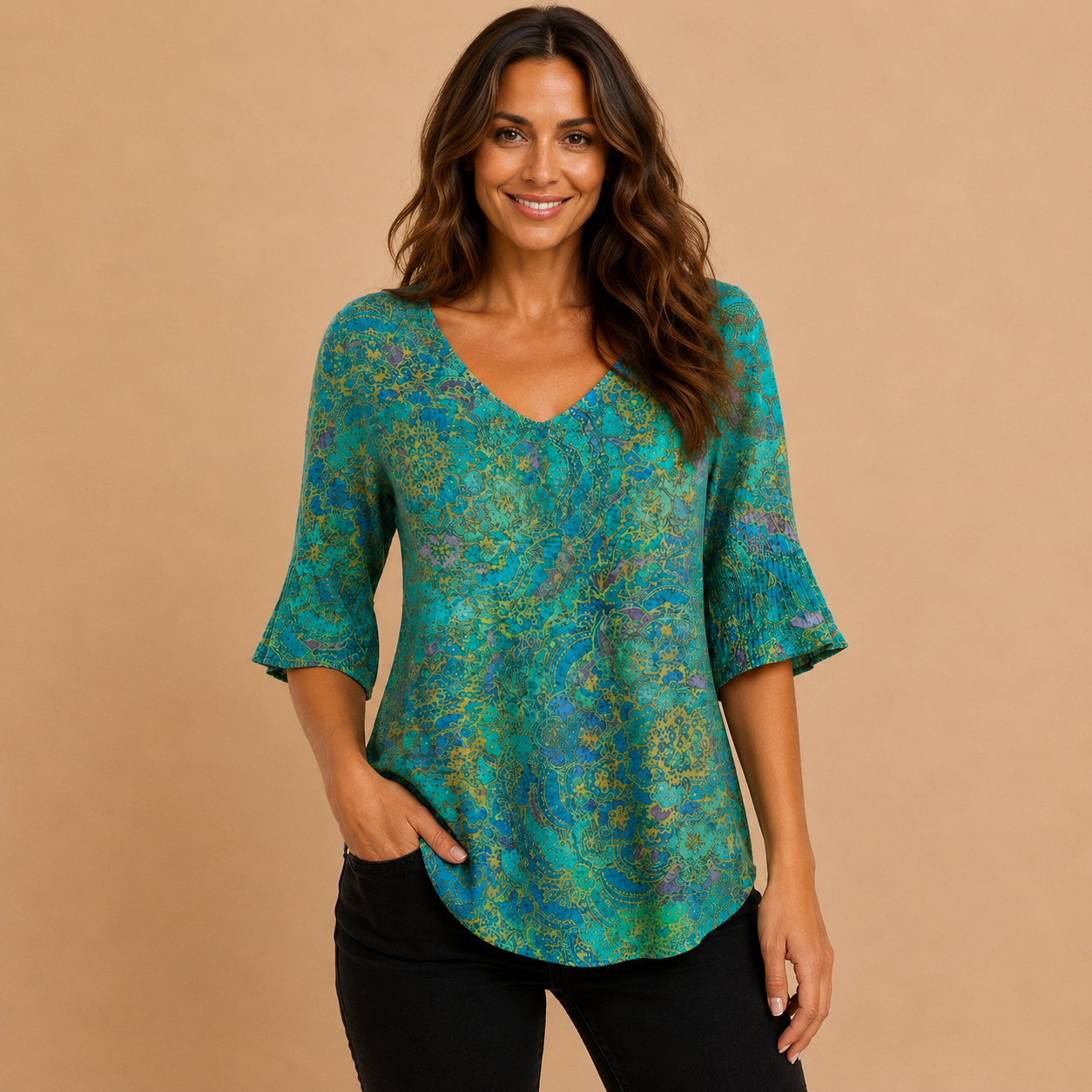Belen | Blouse ample et élégante à imprimé raffiné