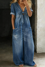 Ilaria | Tuta di jeans a maniche corte