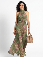 Livia | Abito Maxi Halter Floreale Elegante