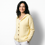 Panna | Cardigan in maglia con cappuccio e bottoni