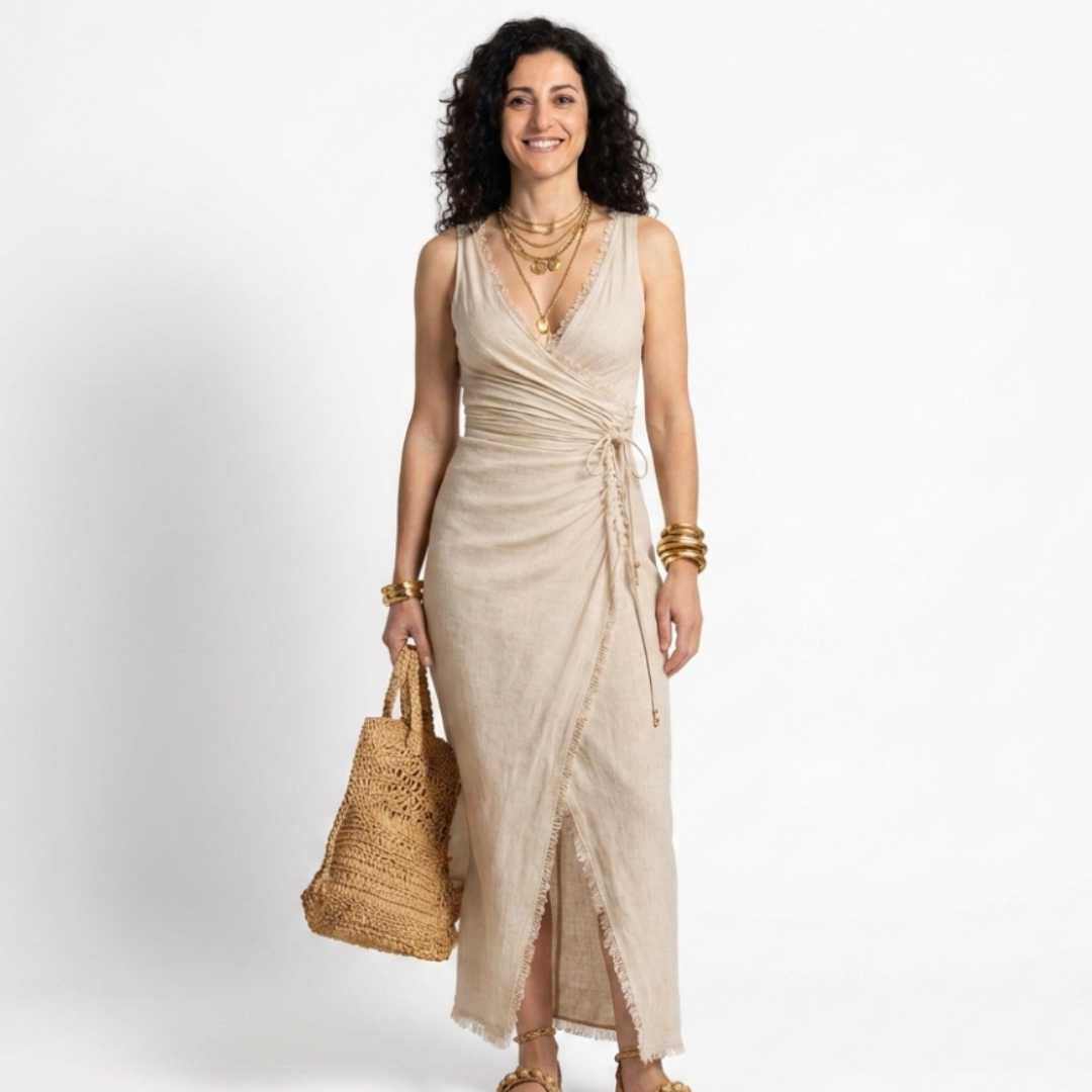 Elettra | Midikleid mit überkreuztem Ausschnitt und Spitze