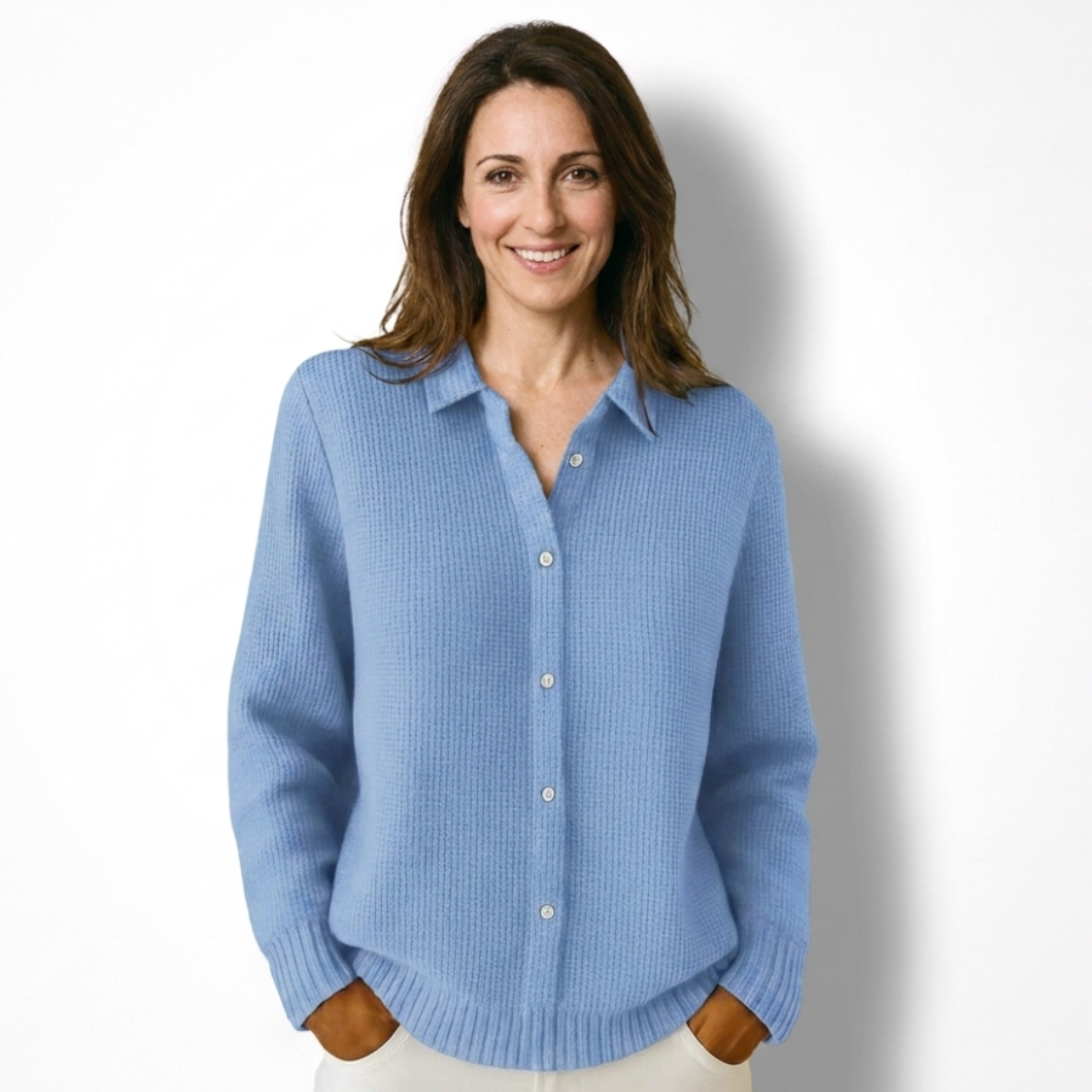 Ludovica | Cárdigan de punto con cuello camisero y botonadura delantera