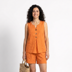 Solana | Completo in cotone e lino con top con bottoni e pantaloncini