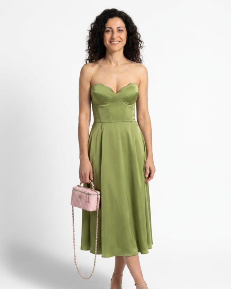 Aurora | Abito midi elegante senza spalline