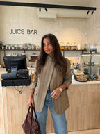 Martina | Blazer asymétrique à carreaux taupe