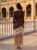 Francesca – Robe élégante à franges de couleur sauge