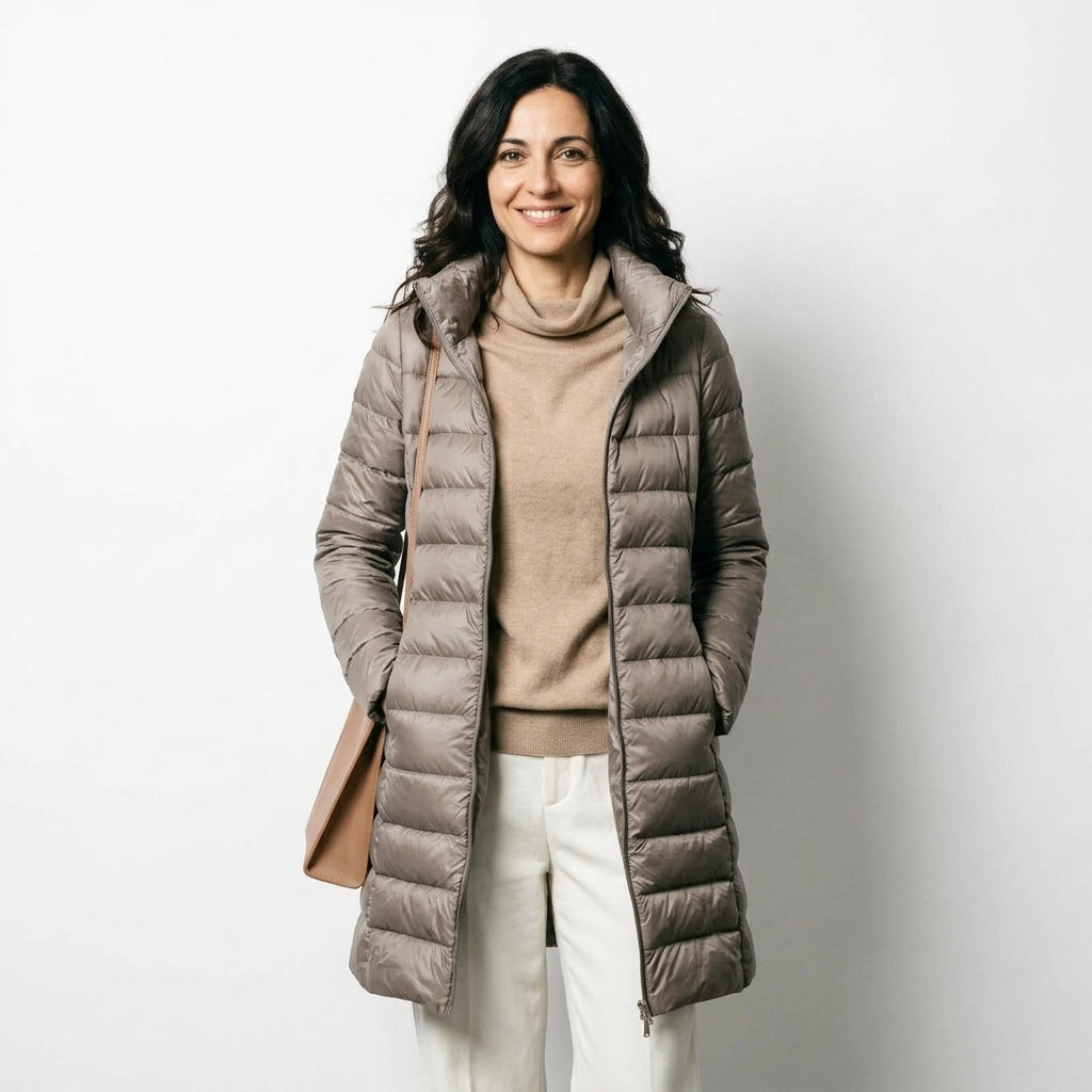Cecilia | Abrigo largo acolchado con capucha integrada