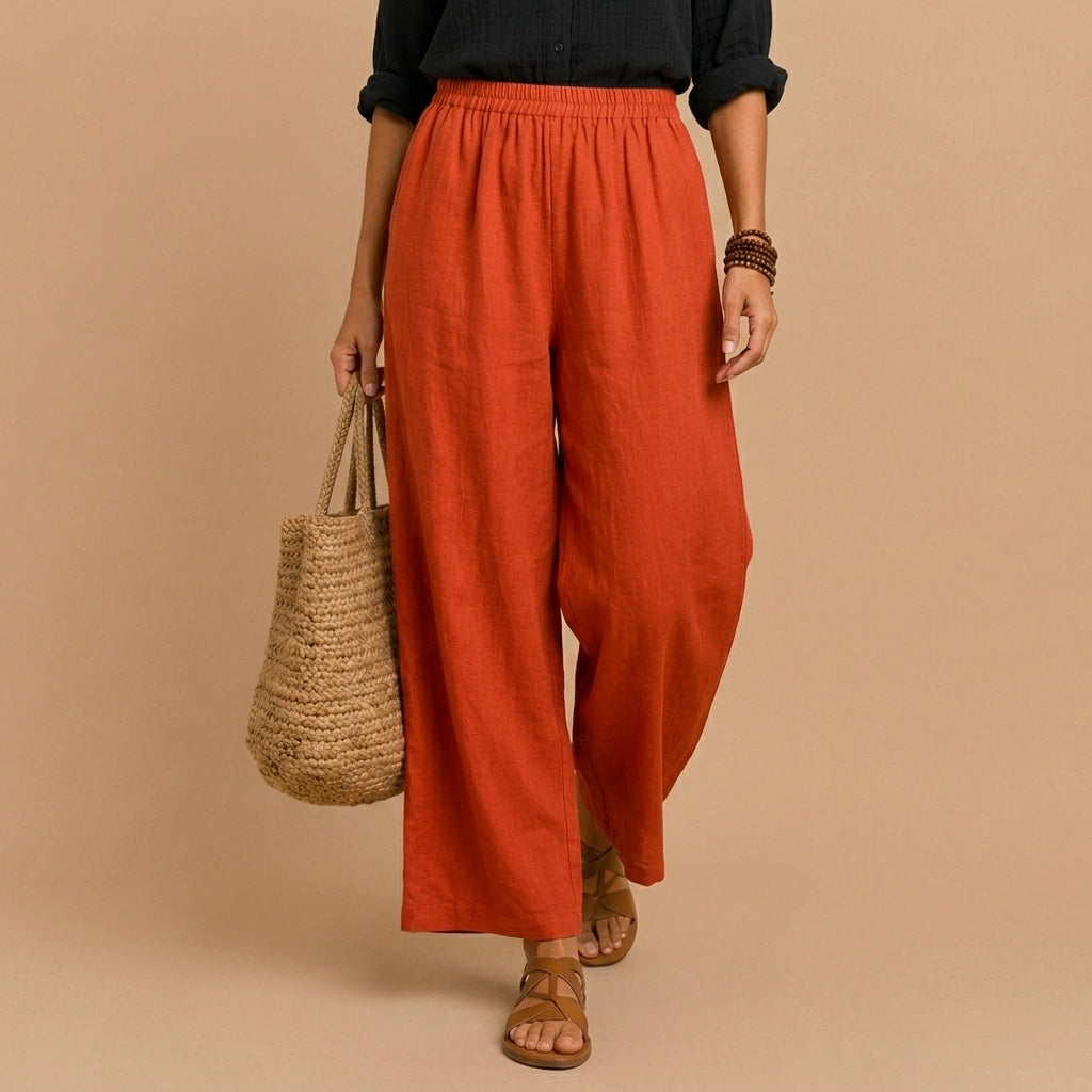 Gabriella | Pantaloni fluidi in cotone e lino