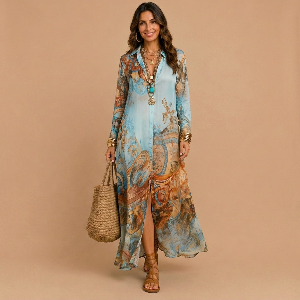 Ginevra | Élégante robe-chemise méditerranéenne