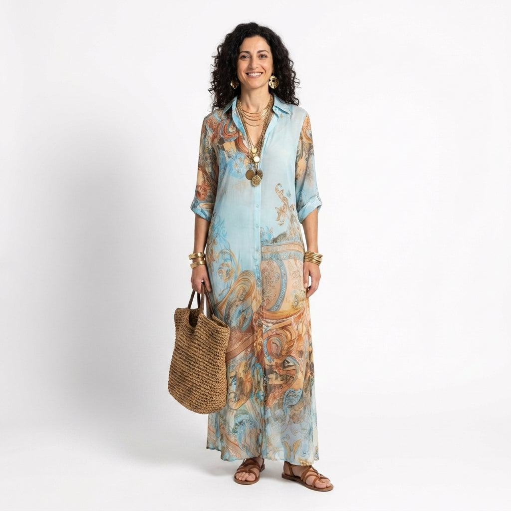 Ginevra | Elegante abito-blusa mediterraneo