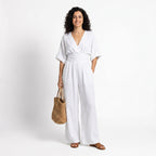 Renata | Tuta elegante con scollo a V e gamba larga