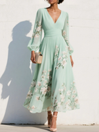 Cisella | Abito Midi Verde Chiaro Floreale