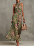 Livia | Abito Maxi Halter Floreale Elegante