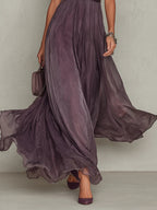Flavia | Élégante robe longue violette avec décolleté goutte d'eau et dentelle