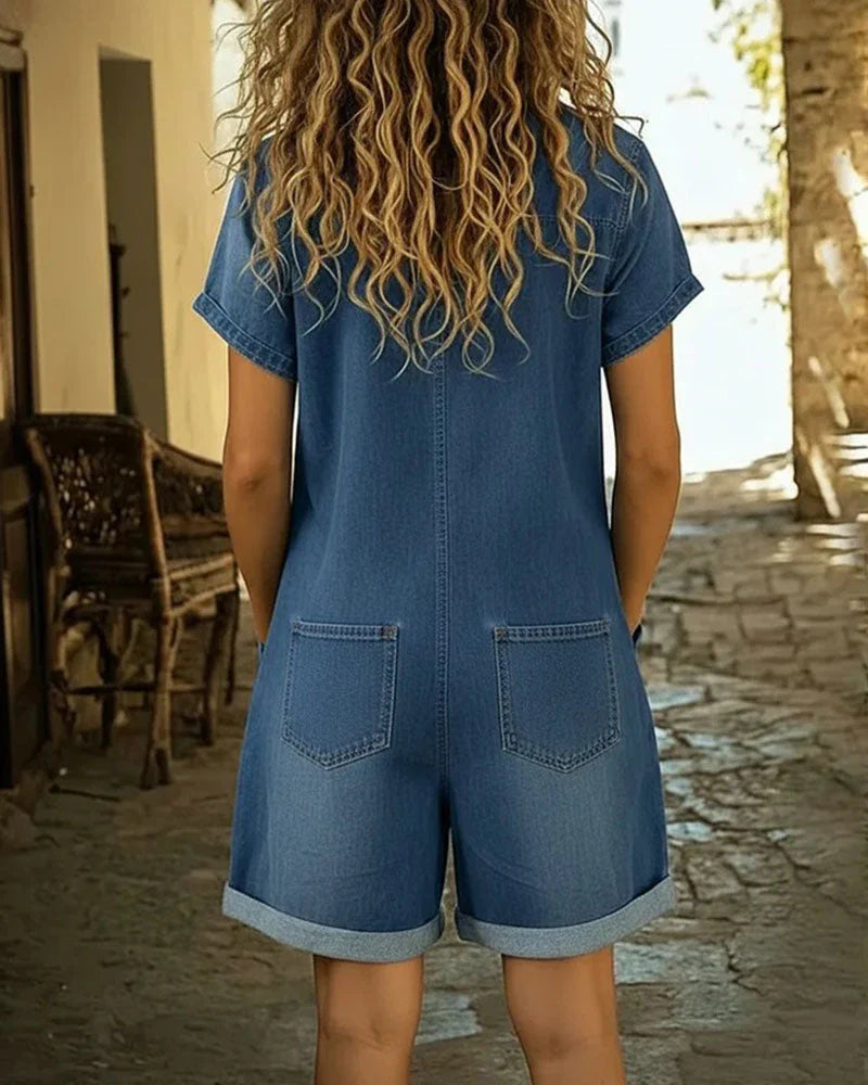 Paola | Tuta di jeans con bottoni frontali