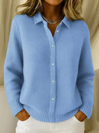 Ludovica | Cardigan in maglia con colletto a camicia e chiusura frontale a bottoni.
