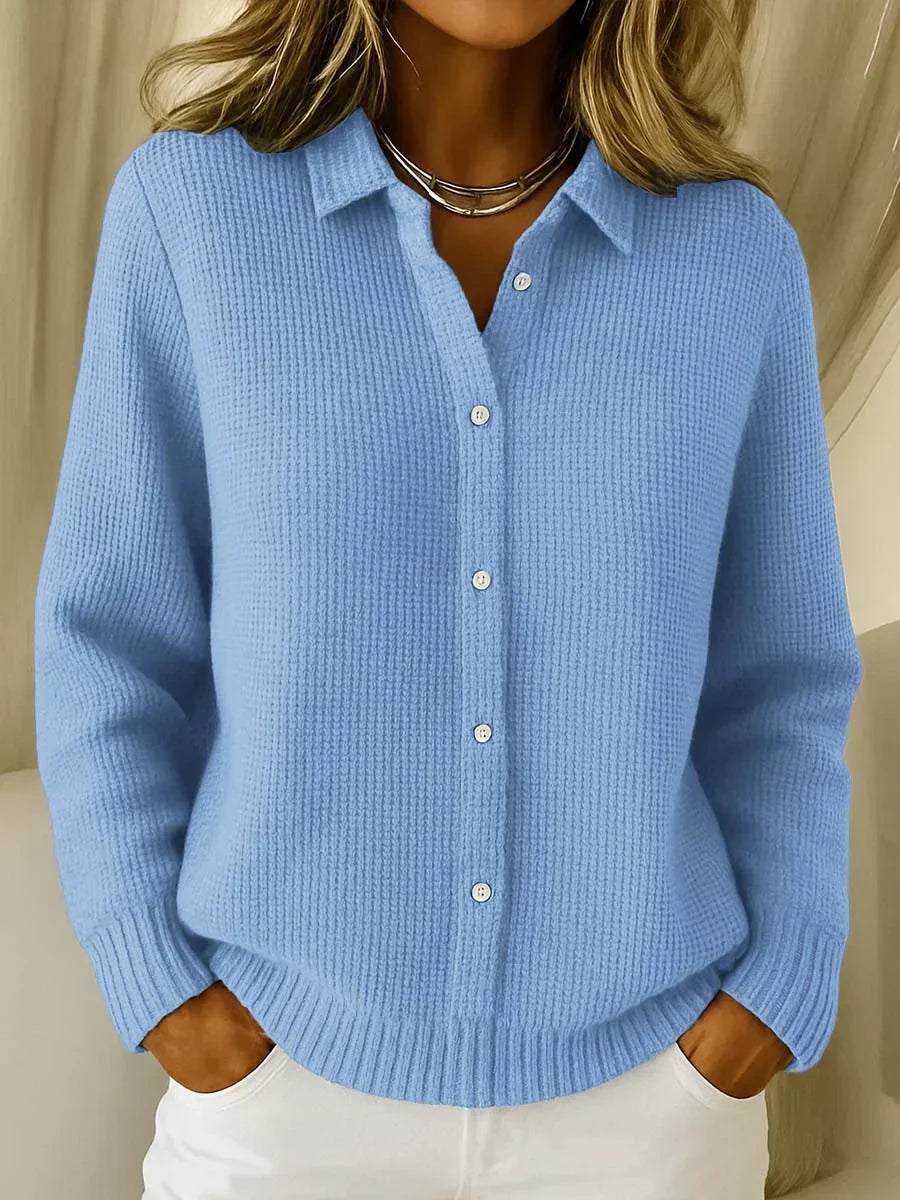 Ludovica | Cárdigan de punto con cuello camisero y botonadura delantera