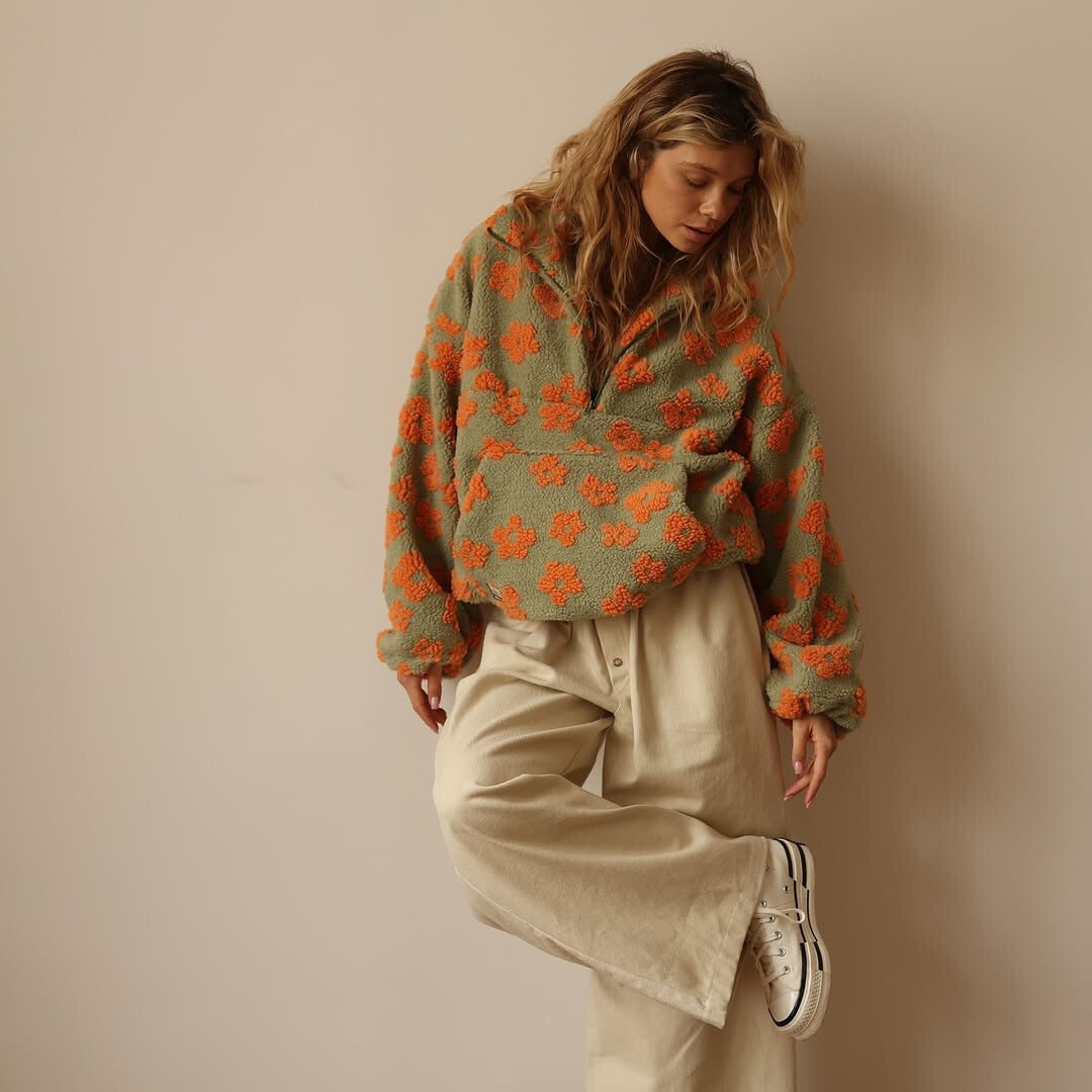 Fiorenza | Maglione Oversize in Pile a Fantasia Floreale