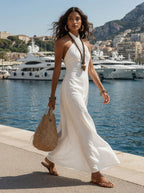 Aurelia | Vestido largo con escote halter cruzado