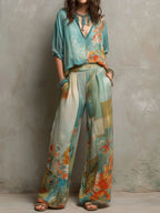 Mirella | Ensemble élégant à imprimé floral et pantalon ample