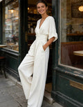 Renata | Tuta elegante con scollo a V e gamba larga