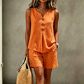 Solana | Completo in cotone e lino con top con bottoni e pantaloncini